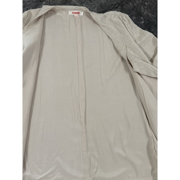 Mazik Womens Flax Ruffle Front Cardigan Lined Natural Sz L - Picture 7 of 11